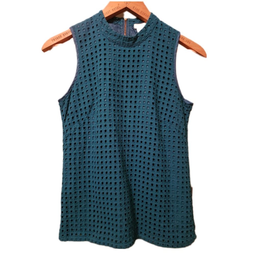 🍋 J Crew Factory Teal Eyelet Tank Top (Size 0)